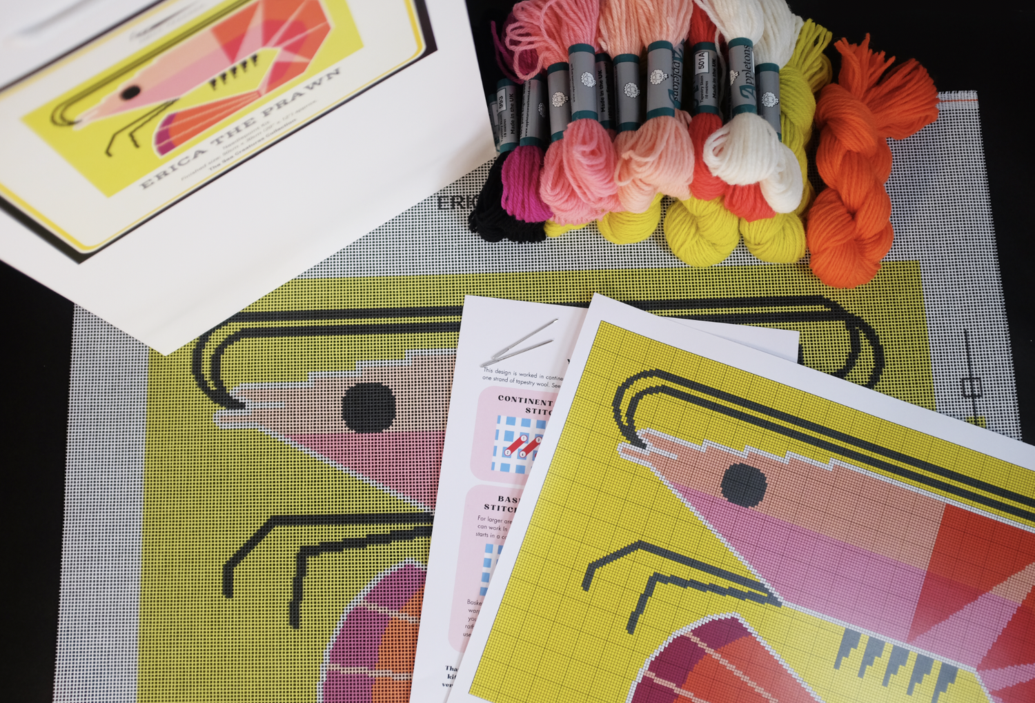 Erica the Prawn needlepoint kit — Emily Peacock
